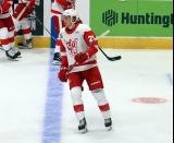 Carson Bantle of the Grand Rapids Griffins skates at the blue line during pre-game warmups before a game against the Manitoba Moose.