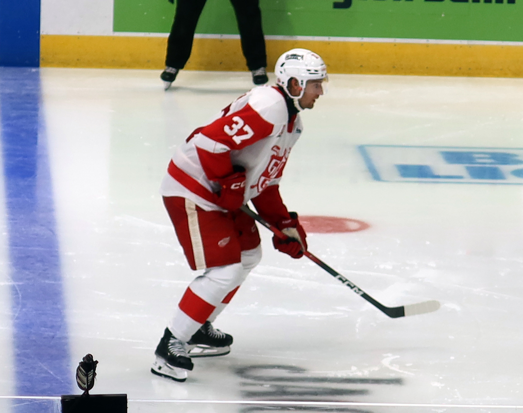 William Lagesson of the Grand Rapids Griffins skates during a game against the Manitoba Moose.