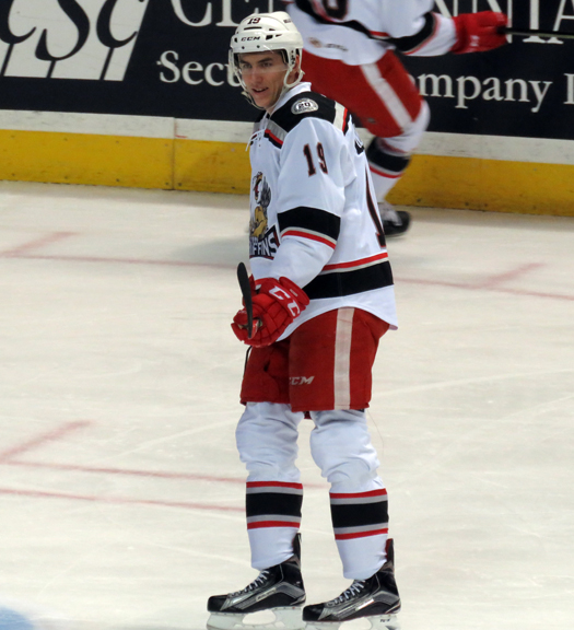 Tomas Nosek skates during pre-game warmups before a Grand Rapids Griffins game.