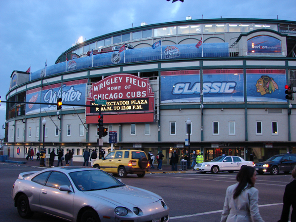 The exterior of Wrigley Field following the Winter Classic.