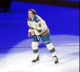 Izzy Daniel of the Vancouver Goldeneyes skates across the ice as the first star of the PWHL Takeover Tour Detroit game against the Boston Fleet.