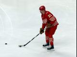 Mason Appleton of the Detroit Red Wings skates during pre-game warmups before a game against the Montreal Canadiens.