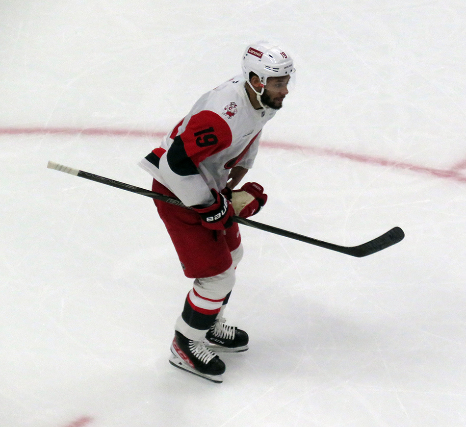 K'Andre Miller of the Carolina Hurricanes skates during a game against the Detroit Red Wings.