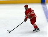 Alex DeBrincat of the Detroit Red Wings skates during pre-game warmups before a game against the Montreal Canadiens.