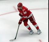 Patrick Kane of the Detroit Red Wings skates during pre-game warmups before a game against the Carolina Hurricanes, wearing a customized Sergei Fedorov jersey and white skates in honor of Fedorov's jersey retirement.