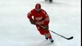 Emmitt Finnie of the Detroit Red Wings skates during pre-game warmups before a game against the Montreal Canadiens.