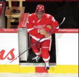 Andrew Copp of the Detroit Red Wings steps onto the ice as the first star of a game against the Carolina Hurricanes.