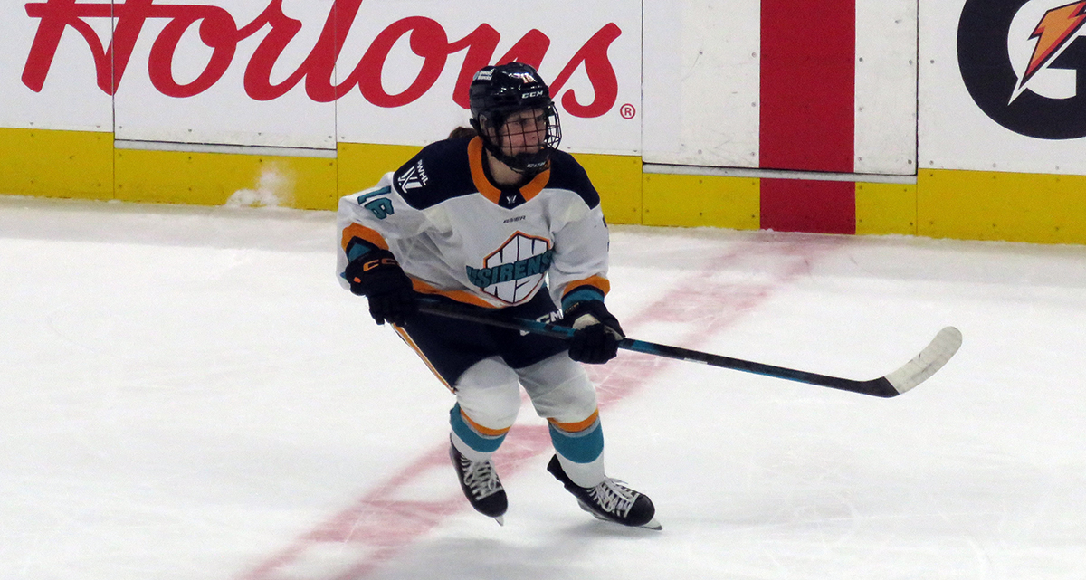 Lauren Bernard of the New York Sirens skates during the PWHL Takeover Tour Detroit game against the Montreal Victoire.