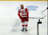 Eduards Tralmaks of the Grand Rapids Griffins skates during pre-game warmups before a game against the Manitoba Moose.
